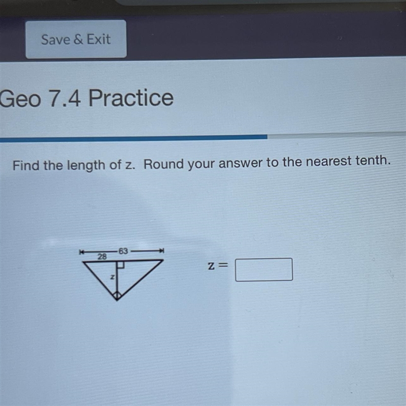 Find the length of z. Round your answer to the nearest tenth.-example-1