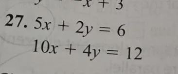 Solve the system state whether the graphs are intersecting, conciding, or parallel-example-1