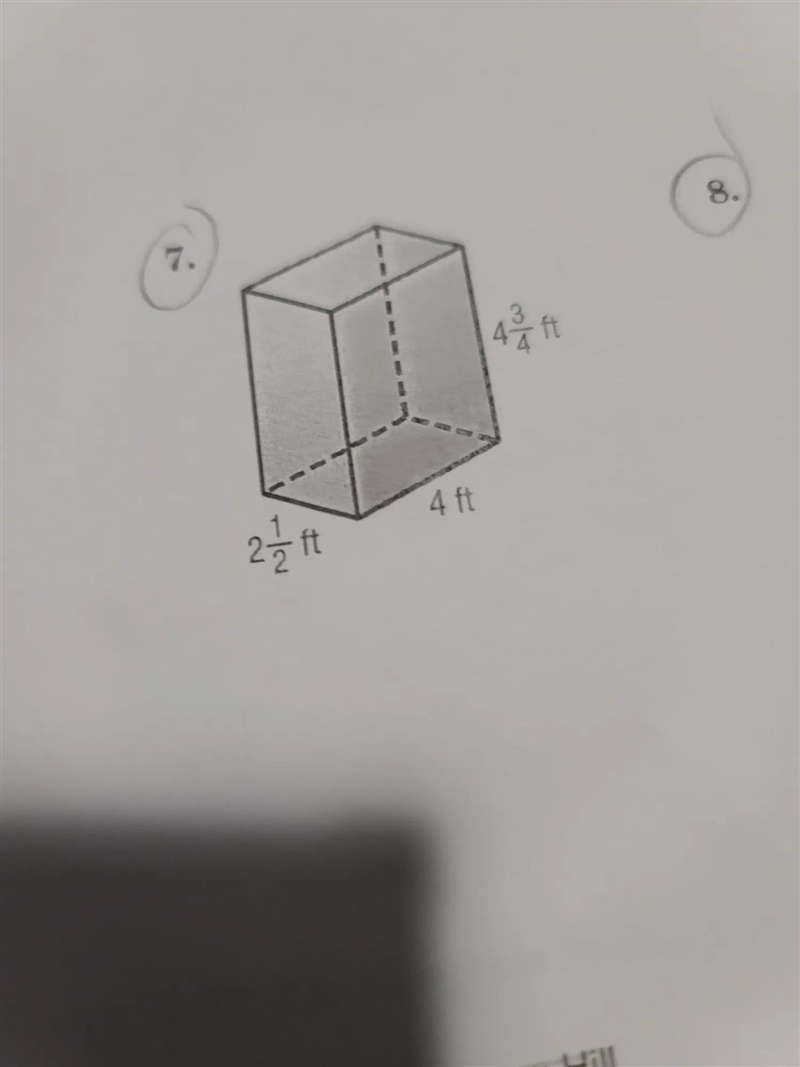 The rectangular prisms of 2 1/2ft,4ft and 4 3/4.Find the volume of prism.-example-1