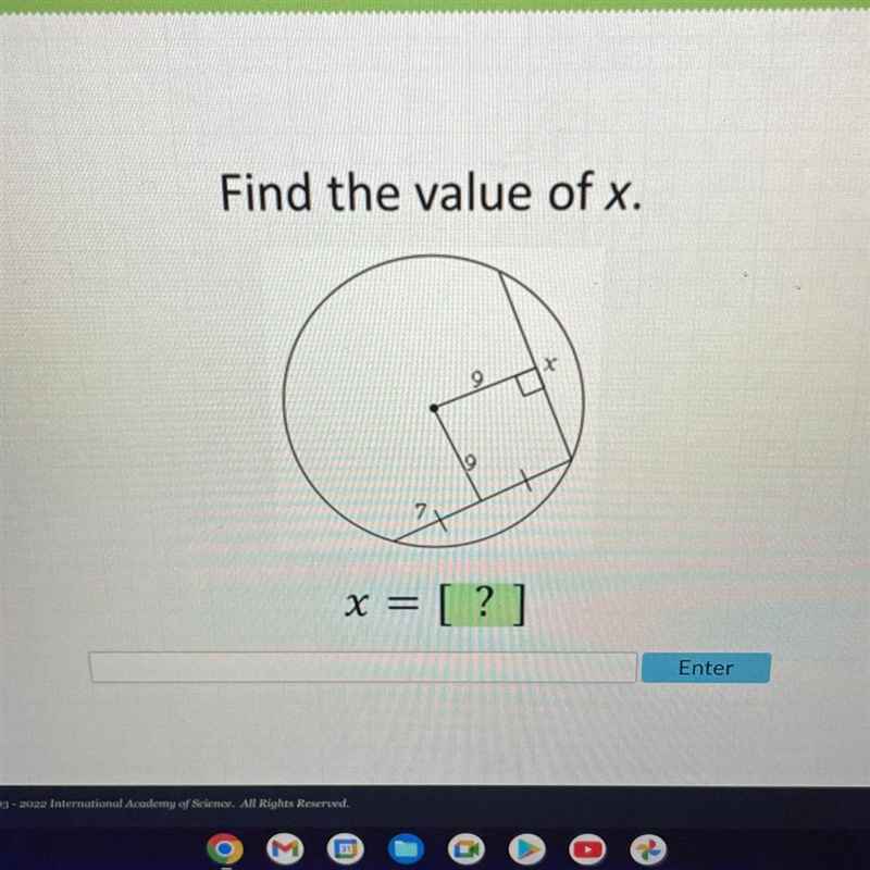 Find the value of x. x x = [?] Enter-example-1