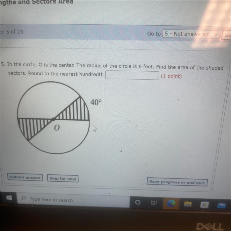 PLSS ANSWER!!! In the circle, O is the center. The radius of the circle is 6 feet-example-1