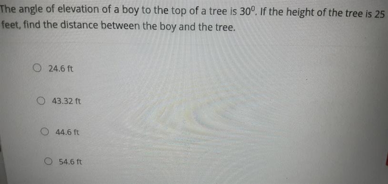 The angle of elevation of a boy to the top of a tree is 30°. If the height of the-example-1