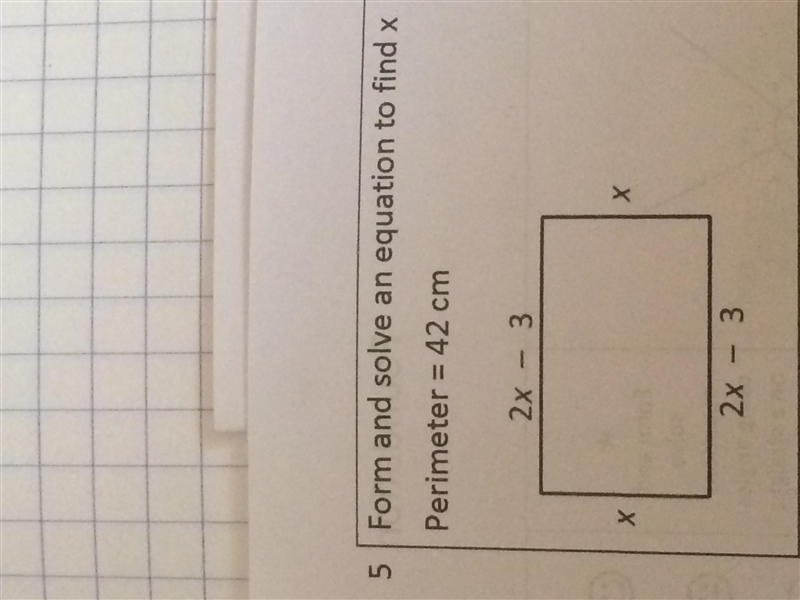 Form and solve and equation to find x perimeter=42cm-example-1