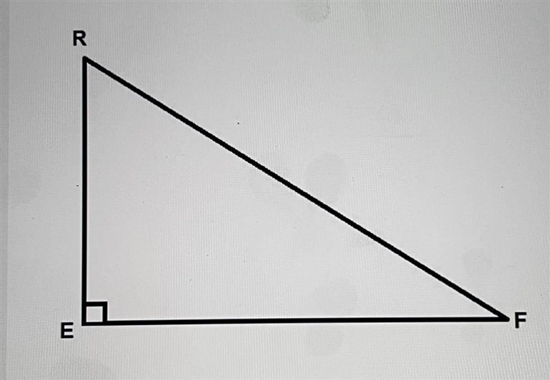 Use the image to answer the question. Which side is opposite angle F in triangle RFE-example-1