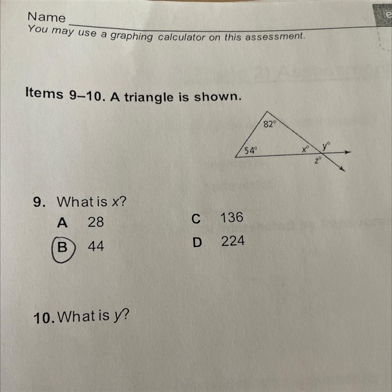 The triangle shown, What is y?-example-1