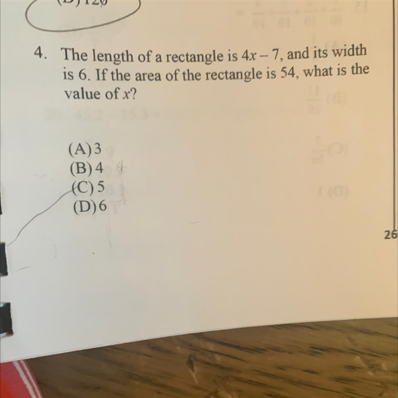 The length of a rectangle is 4x - 7, and its width is 6. If the area of the rectangle-example-1