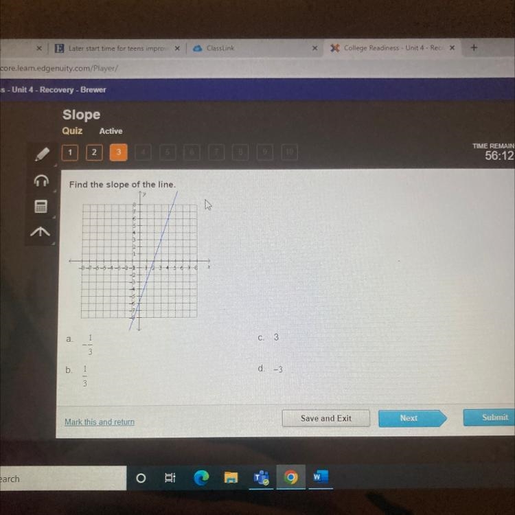 Find the slope of the line. -1/3 1/3 3 -3-example-1