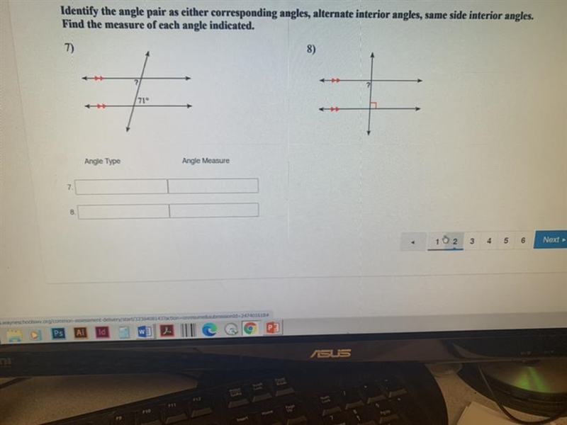 Identify the angle pair as either corresponding angles, alternate interior angles-example-1