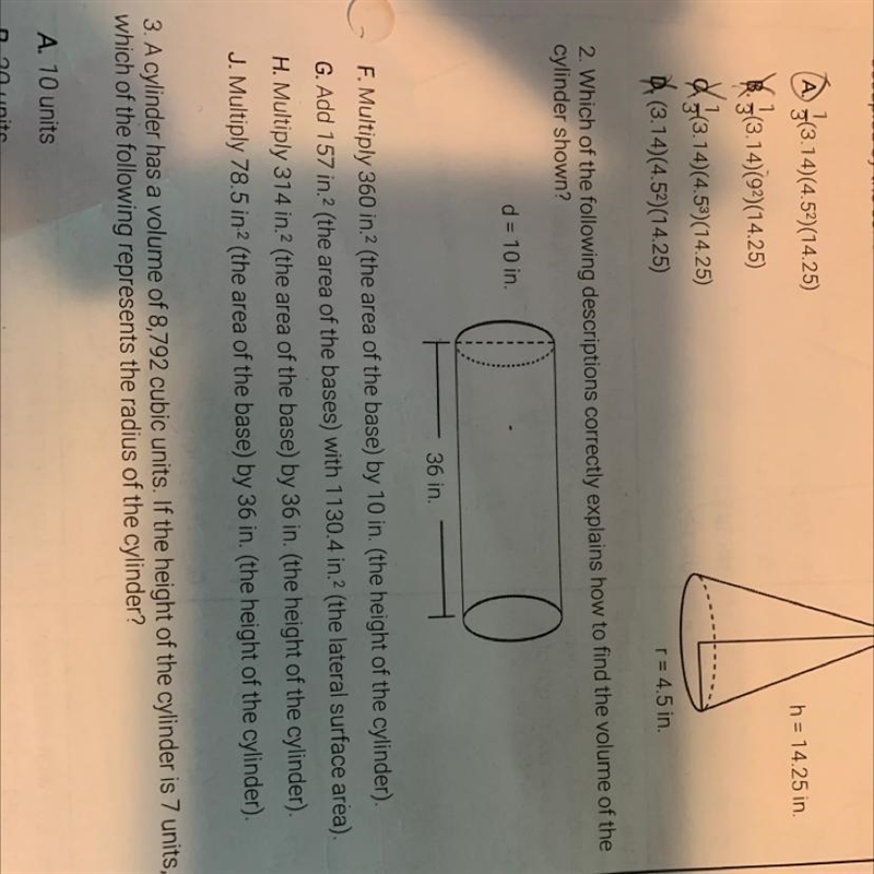 Which of the following descriptions correctly explains how to find the volume of the-example-1