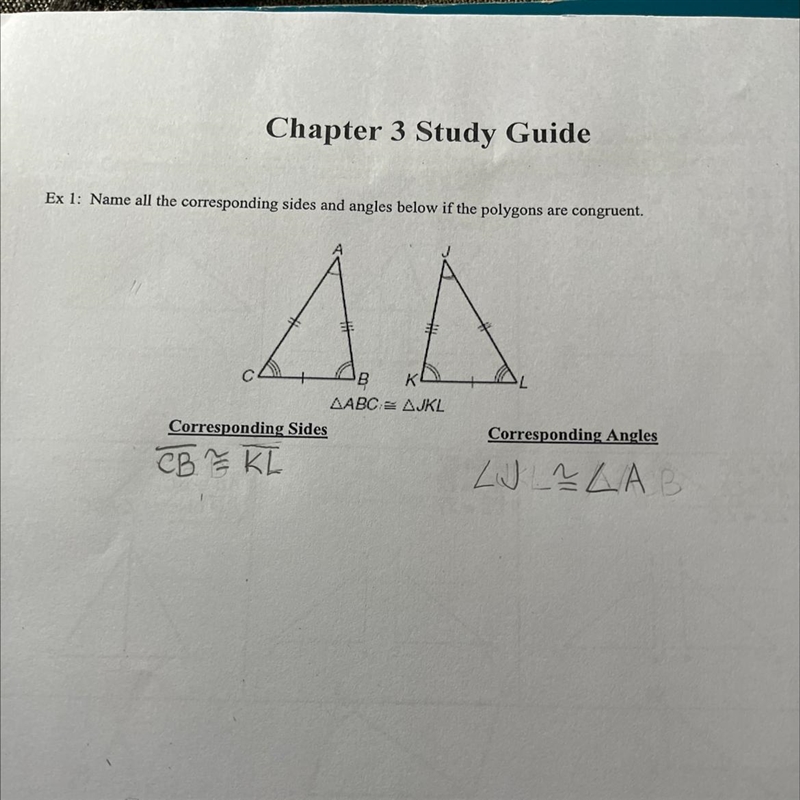 Name all the corresponding sides and angles below if the polygons are congruent not-example-1