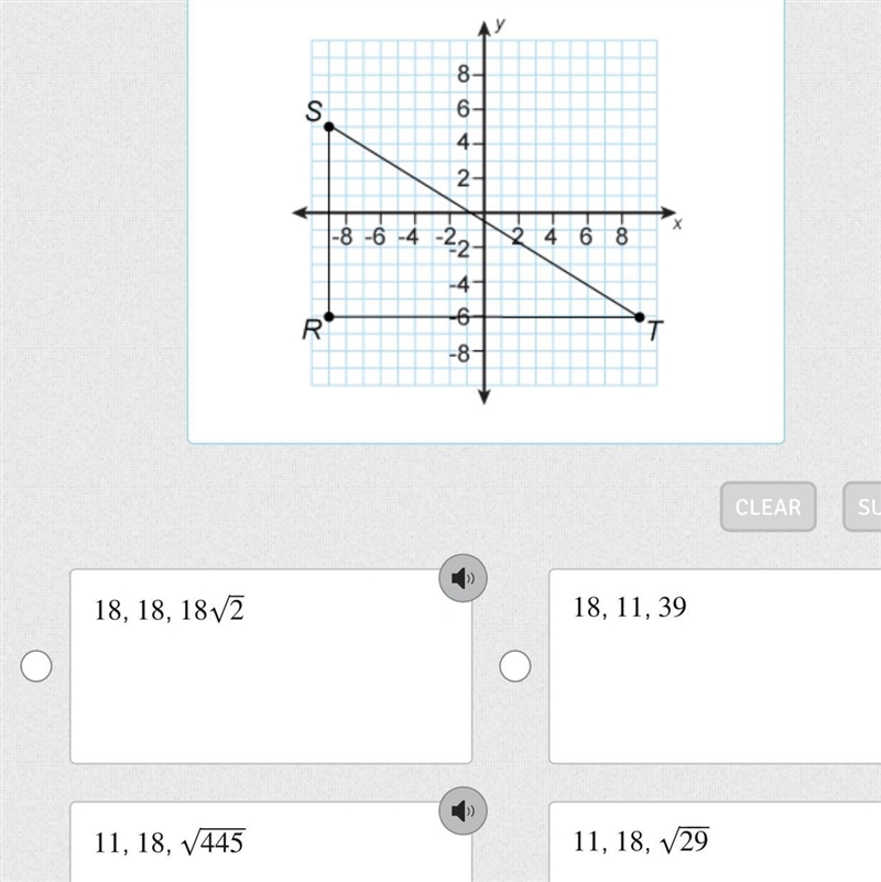 Which are the lengths of the sides of right triangle RST?-example-1