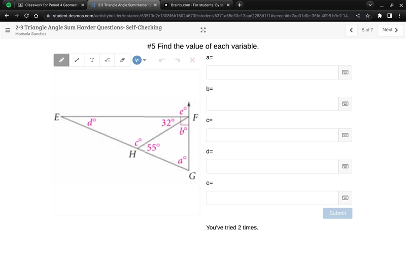 Find the value of each variable. a,b,c,d,e-example-1