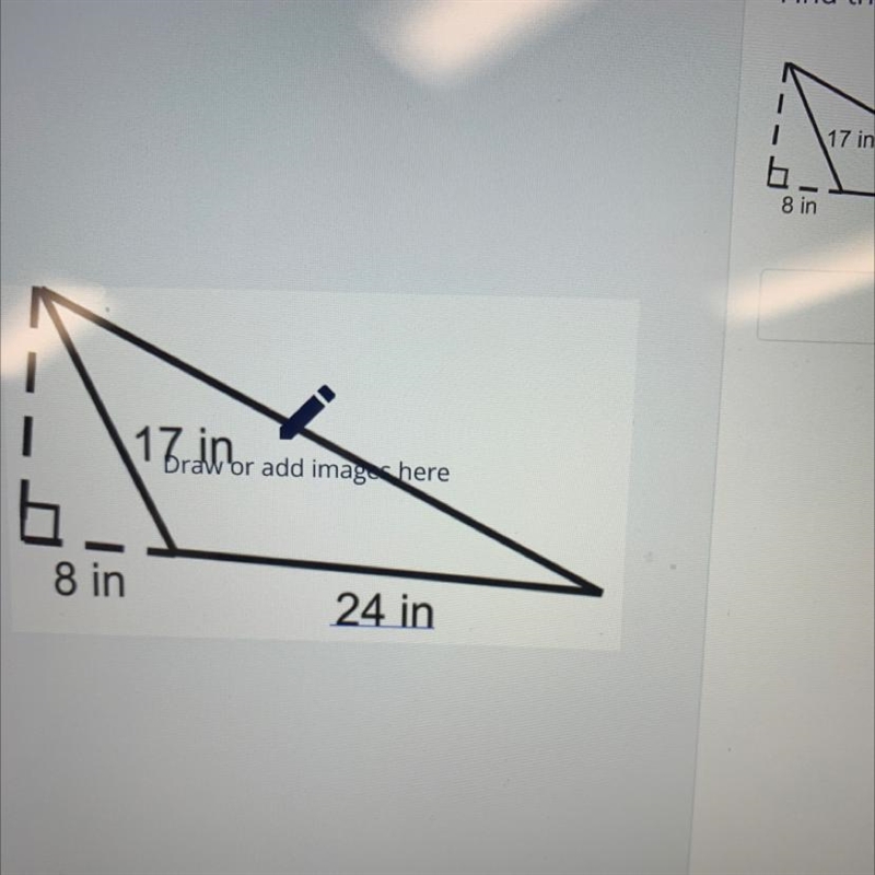 Find the area and perimeter of the bold triangle-example-1