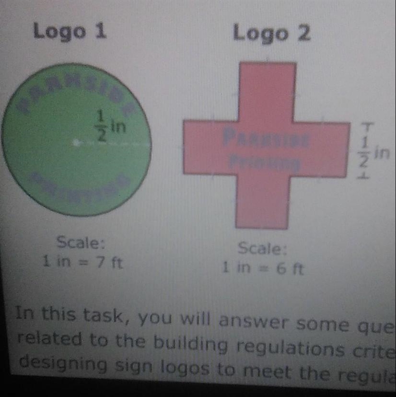 Determine the square foot of logo 2 write it out in equation form I’ll give 100 points-example-1