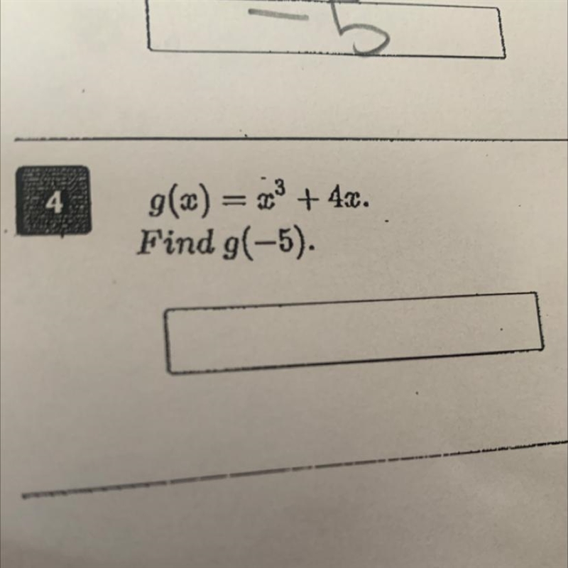 G(x) = x³ + 4x. Find g(-5).-example-1