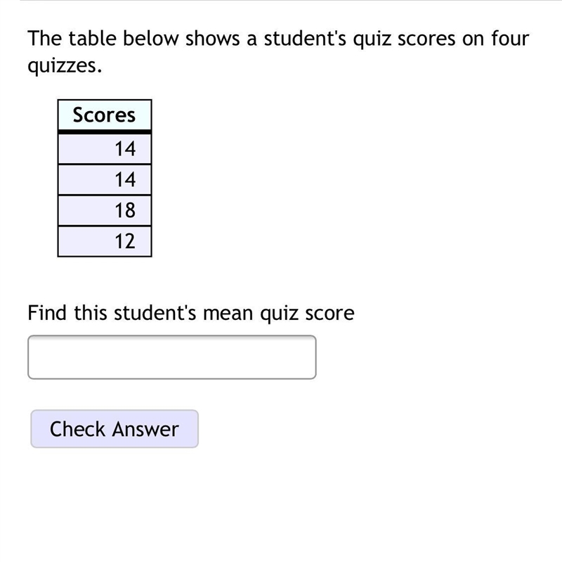 The table below shows a student's quiz scores on four quizzes.-example-1