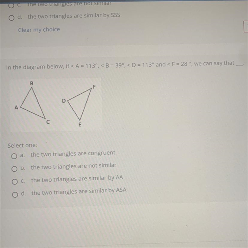 In the diagram below, if < A = 113°, < B = 39°, < D = 113° and < F = 28°, we-example-1