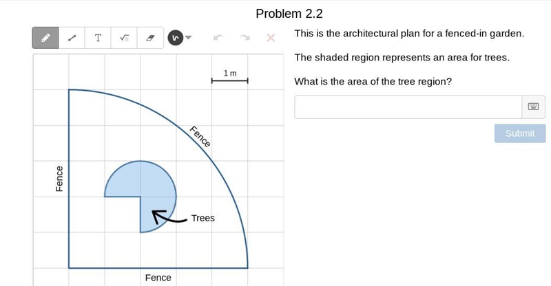 This is the architectural plan for a fenced-in garden. The shaded region represents-example-1