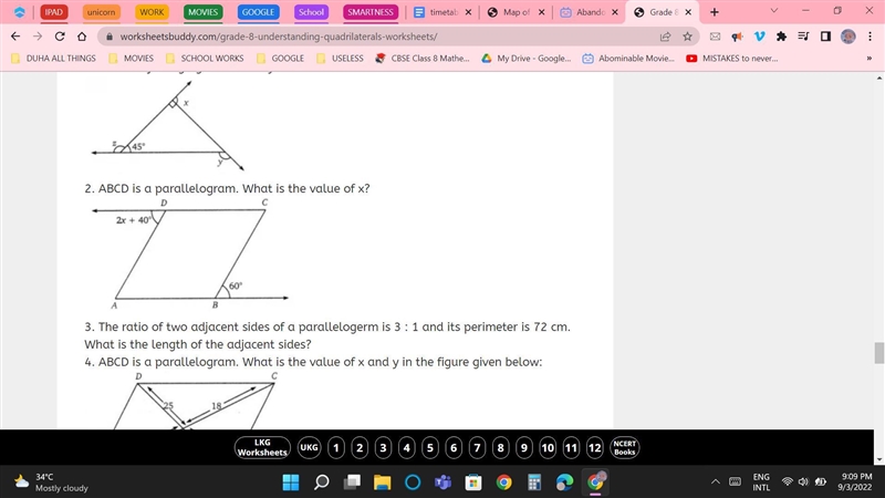 PLEADE ANSWER QUESTION NO. 2 2. ABCD is a parallelogram. What is the value of x?-example-1