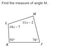 I know the answer to my question is 86 degrees for angle m, but how would I work that-example-1