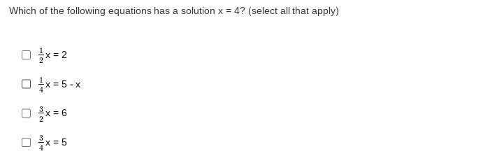 Which of the following equations has a solution x = 4?-example-1