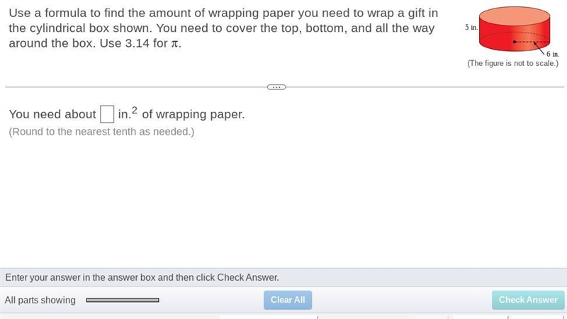 Help me please! 8-1 Use a formula to find the amount of wrapping paper you need to-example-1