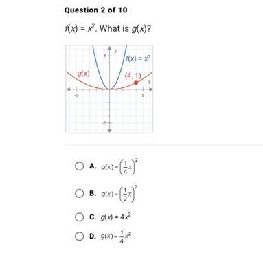 NEED HELP ASAP!!!! f(x) = x^2. What is g(x)?-example-1