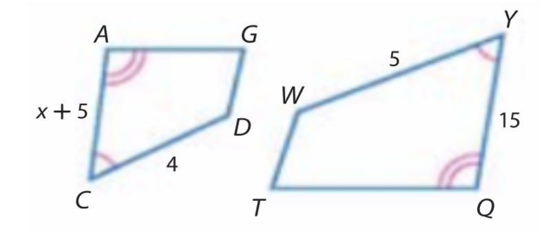 The shapes are similar. Find the value of x.-example-1