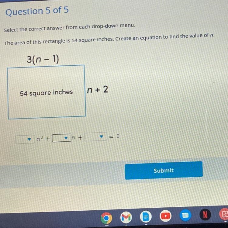 Question 5 of 5 Select the correct answer from each drop-down menu. The area of this-example-1