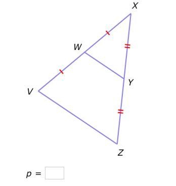 If VZ=p–7 and WY=p–21, what is the value of p?-example-1