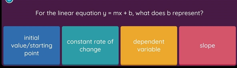 For the linear equation y = mx + b, what does b represent-example-1