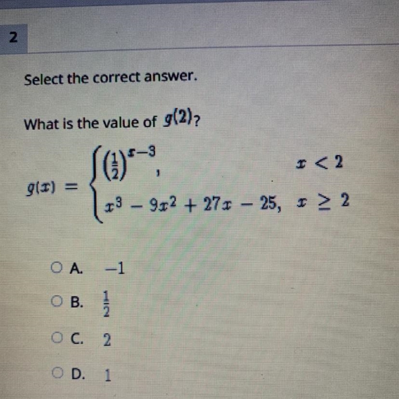 A. -1 B. 1/2 C. 2 D. 1-example-1