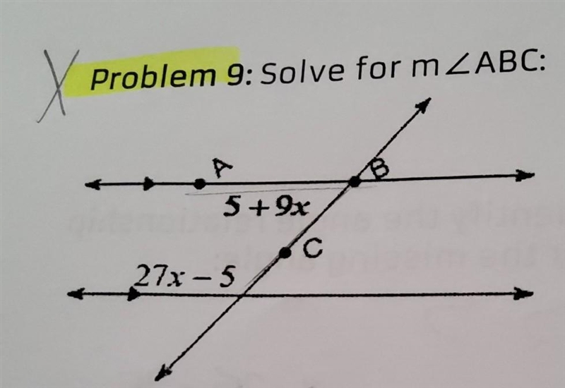 Solve for x and m<ABC:​-example-1