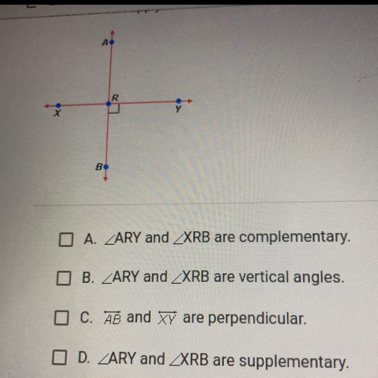 Assume the two lines AB and intersect as in the diagram below. Which of the following-example-1