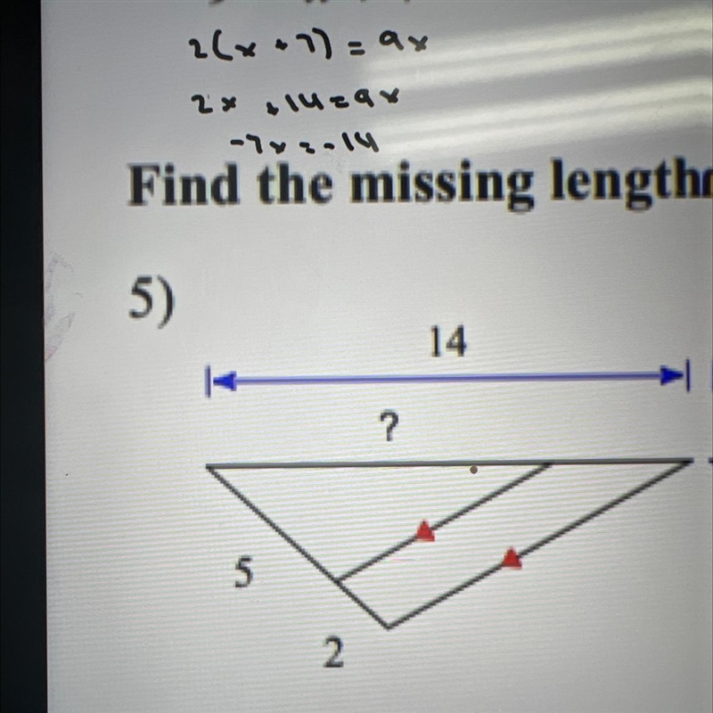 Please help me I don’t understand, find the missing side length-example-1