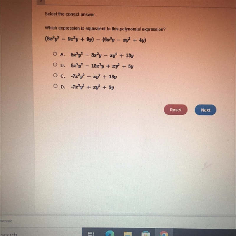 Select the correct answer. Which expression is equivalent to this polynomial expression-example-1