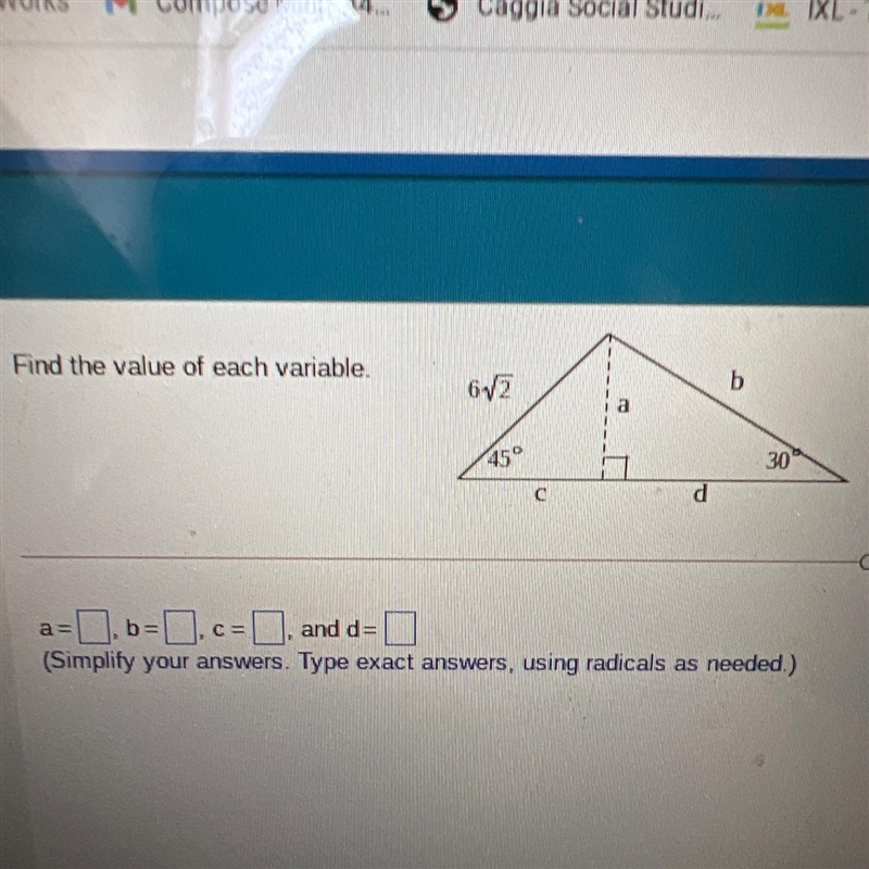 Find the value of each variable (Simplify your answers. Type exact answers, using-example-1