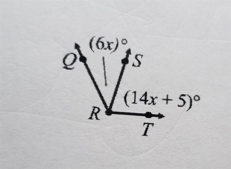 Need help: given that M∠QRT=105, find M∠QRS and M∠SRT​-example-1