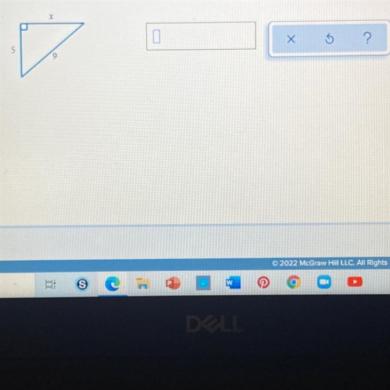 For the following right triangle, find the side length X. Round your answer to the-example-1