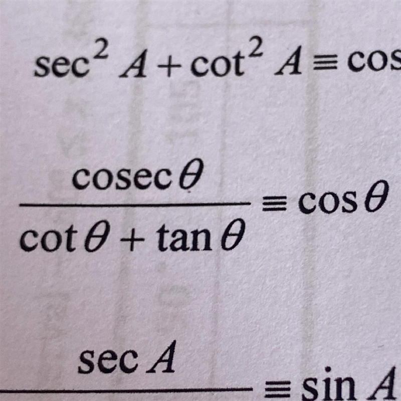 Prove the trig identity cosec theta / cot theta + tan theta = cos theta-example-1