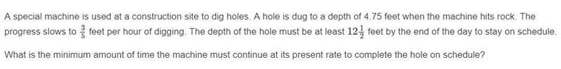 Help please A special machine is used at a construction site to dig holes. A hole-example-1