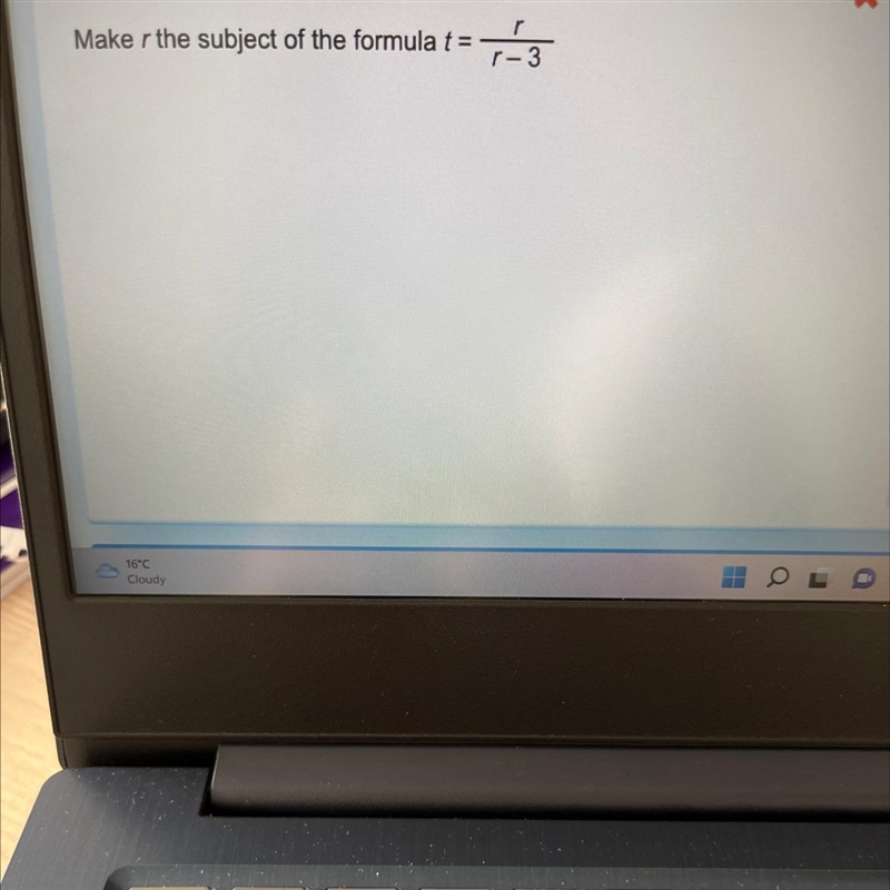 Make r the subject of the formula t = r _ r - 3-example-1