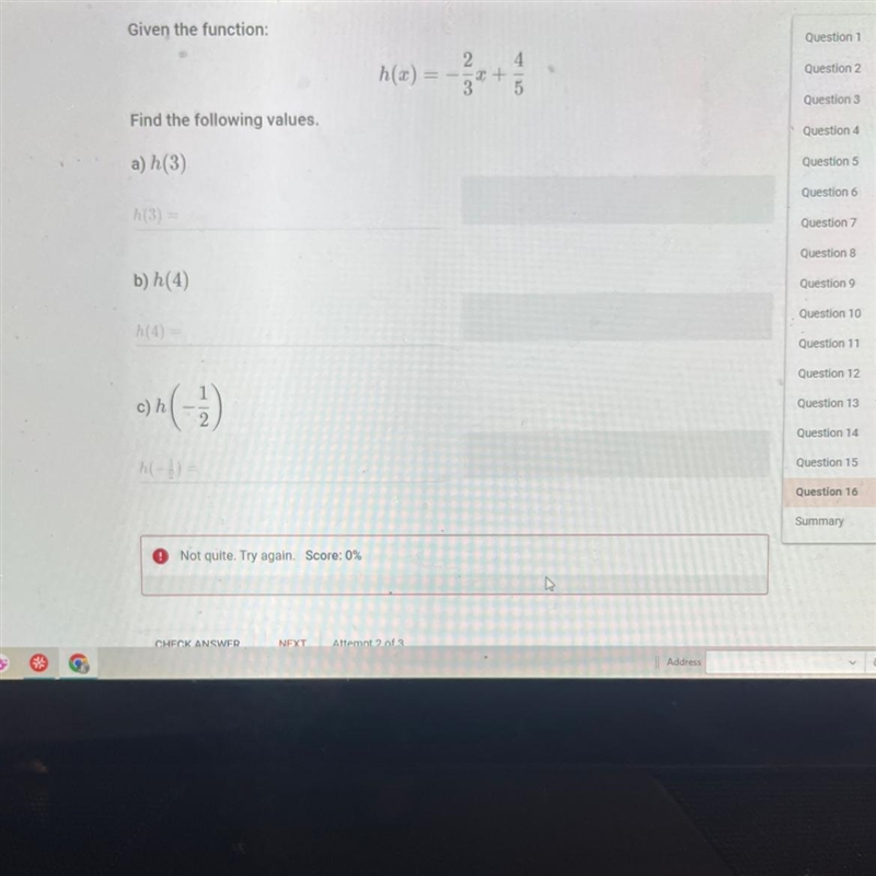 Please help last question and super confused!! ASAP Given the function: h(x) = -2/3x-example-1