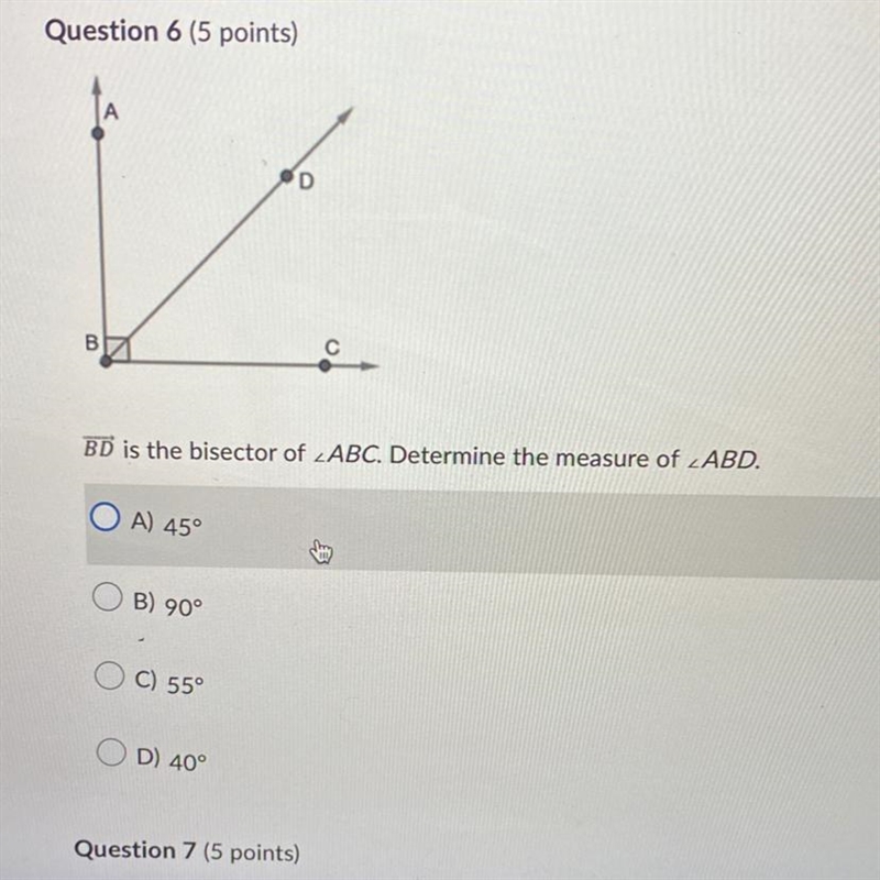 BD is the bisector of angle ABC Determine the measure of angle ABD-example-1