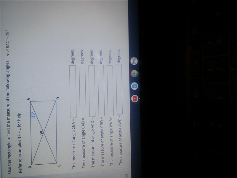 Need help,will give 20 points.Use the rectangle to find the measure of the following-example-1