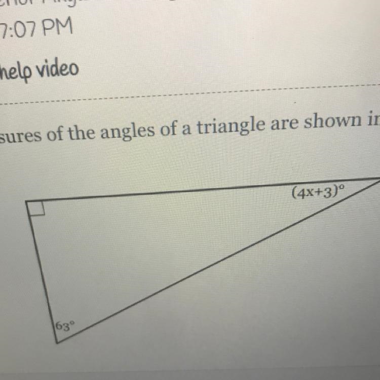 The measures of the angles of a triangle are shown in the figure below solve for x-example-1