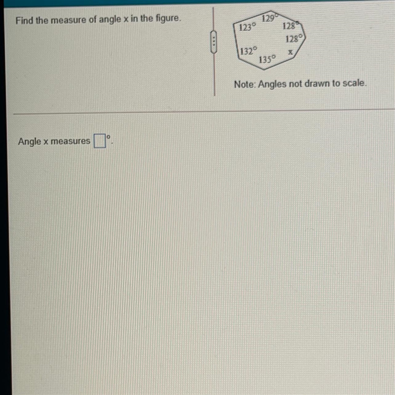 Find the measure of angle x in the figure. Note: Angles not drawn to scale. Angle-example-1