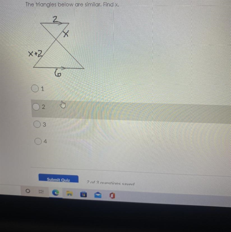 The triangles below are similar. Find x.-example-1