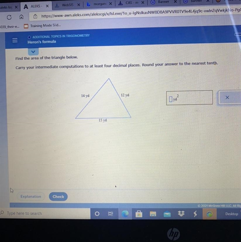 find the area of the triangle, carry your internediate computations to at least four-example-1