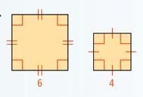 Find the ratio of the area of the first figure to the area of the second. 36:16 6:4 3:2 9:4-example-1